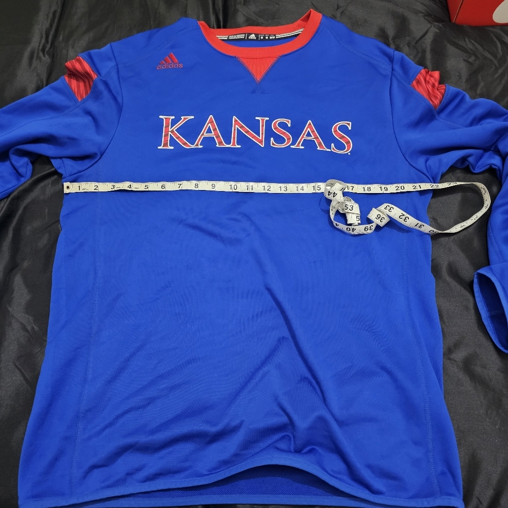 🏀  Adidas Kansas Blue Long Sleeve Shirt size M basketball warmup